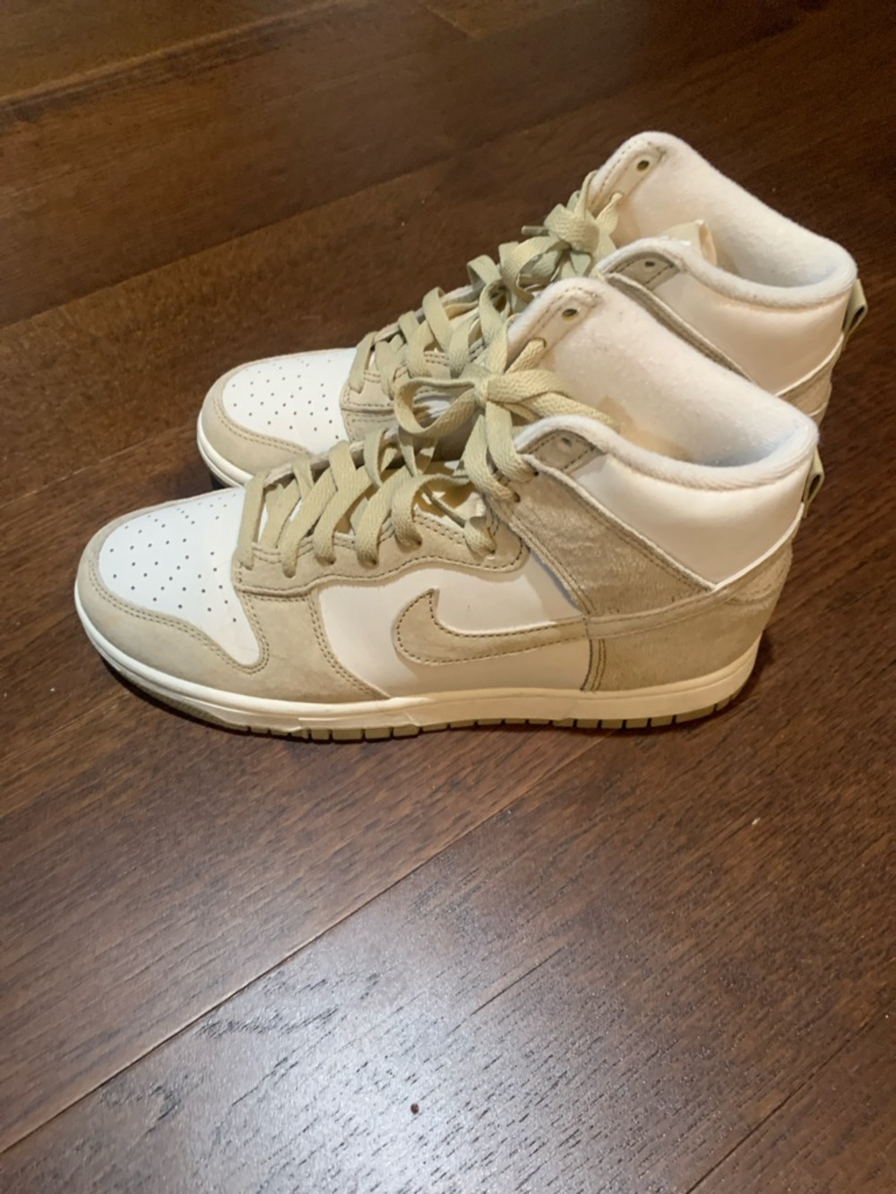 Nike Beige and White High-Top Athletic Sneakers